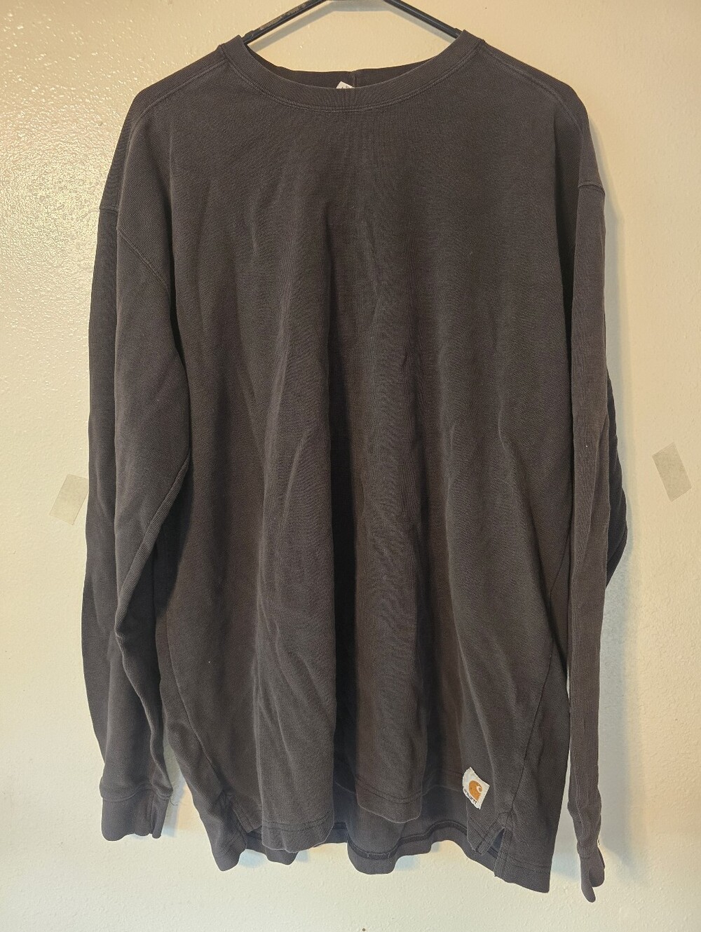 Carhartt K192 Textured Knit Crewneck Thermal Shirt XL Tall Faded Black K192BLK